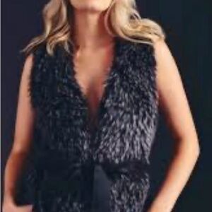 Express Women's Black Faux Fur Vest